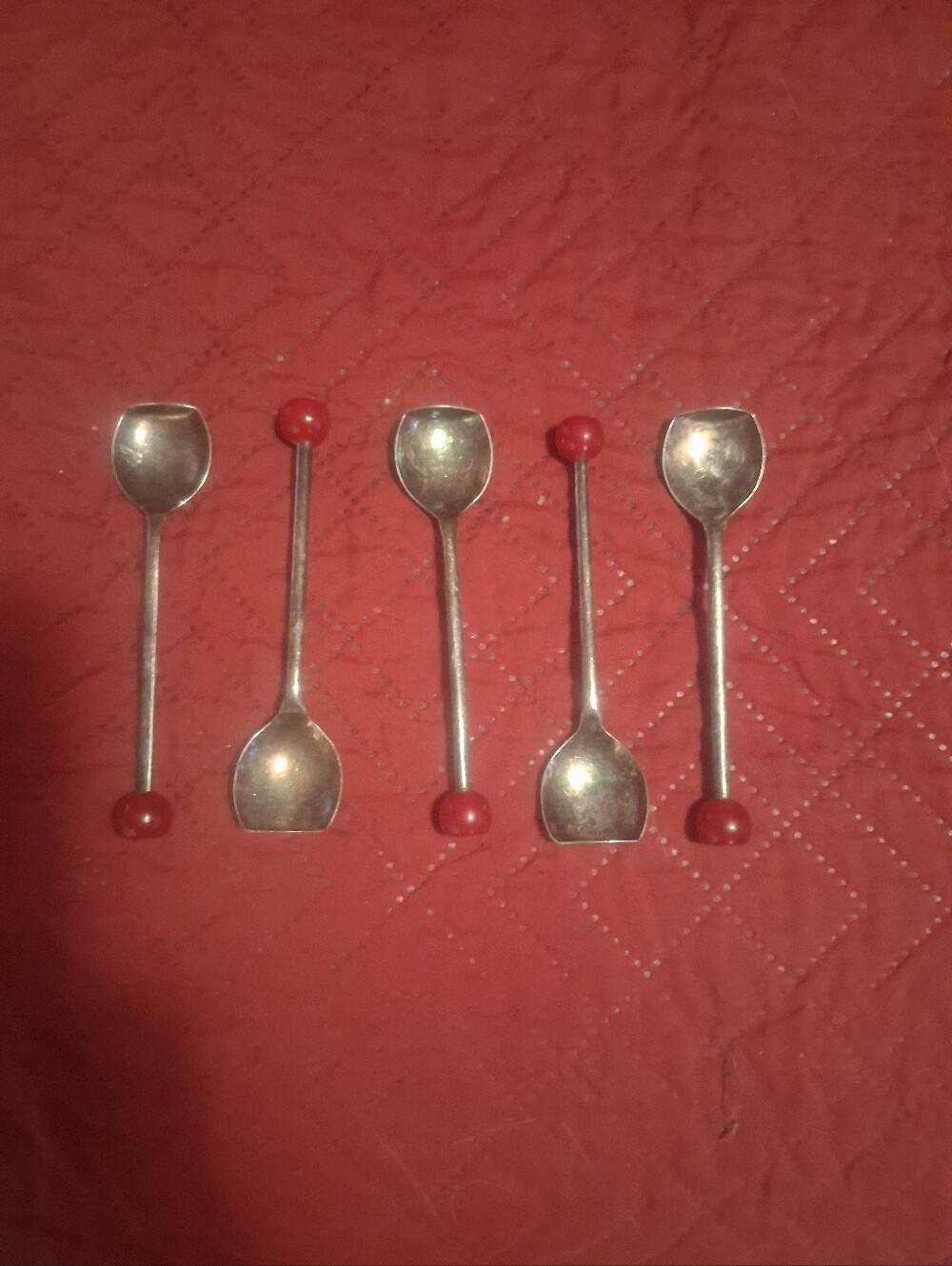 Set of 5 Vintage Silver-plated Cocktail Muddler Spoons
